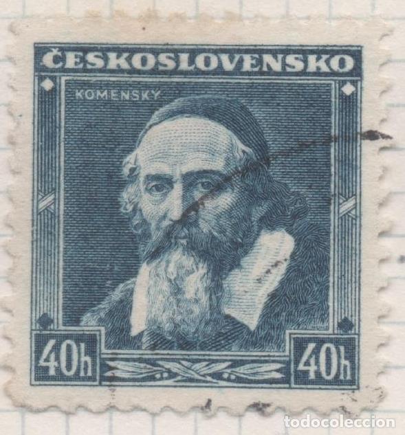 Cartes Postales: Sello E00180: hoja 15, Checoslovaquia: Sello Azul oscuro dentado Jan Amos Komensky, 40 Haleru - Vari