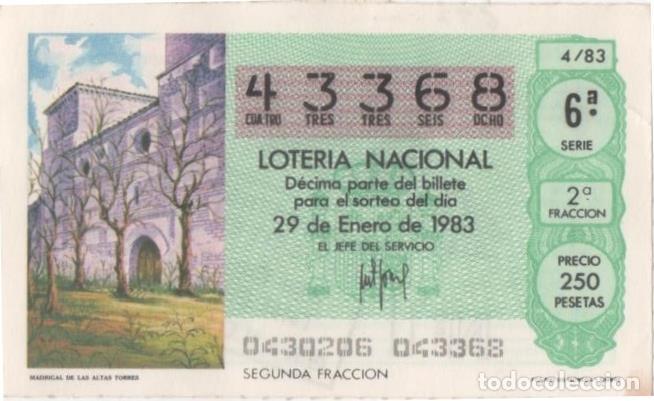 Postcards: Loteria E00657: hoja n&ordm; 44. Loteria Nacional. N&ordm; 43368, serie 6&ordf;, fracci&oacute;n 2&ordf;, precio 250 pesetas, s