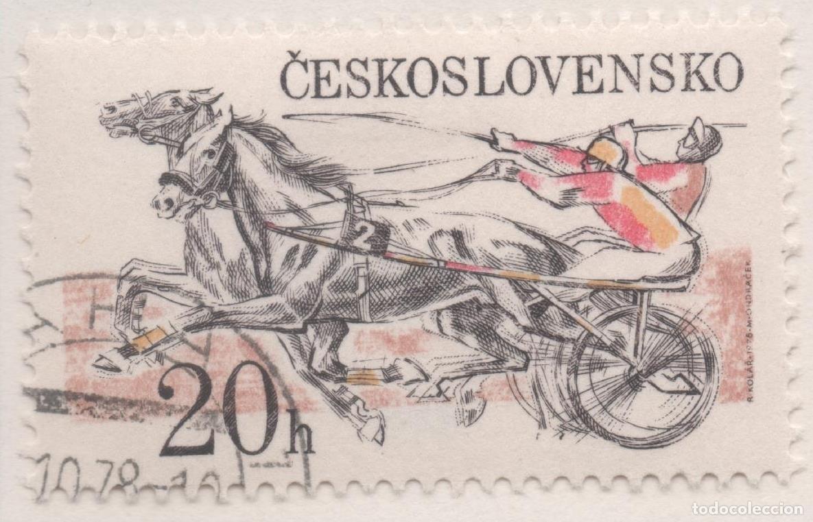 Postales: Sello E02081: hoja 143; Checoslovaquia: Sello Multicolor, dentado. Carreras H&iacute;picas de Pardubice. C&uacute;