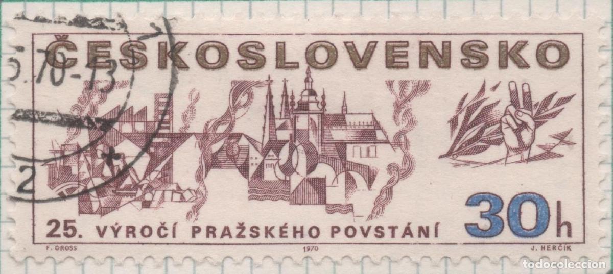 Postales: Sello E01634: hoja 106, Checoslovaquia: Sello Violeta oscuro y dorado, dentado. XXV Aniversario de l