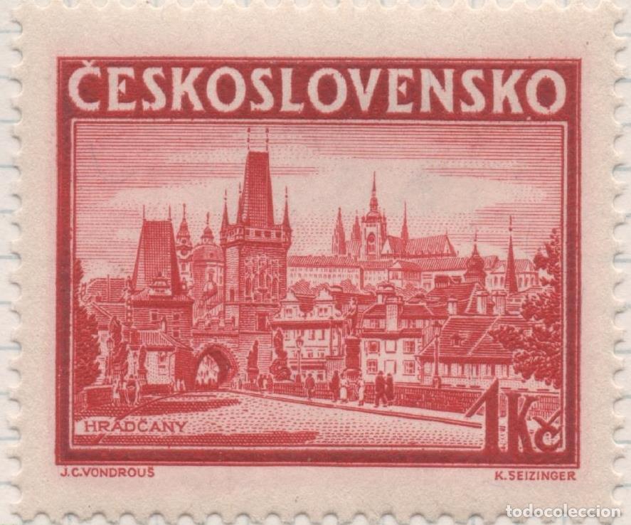 Postkarten: Sello E00219: hoja 18, Checoslovaquia: Sello Rojo oscuro dentado. Expo. Filatelica de Praga, 1Koruna