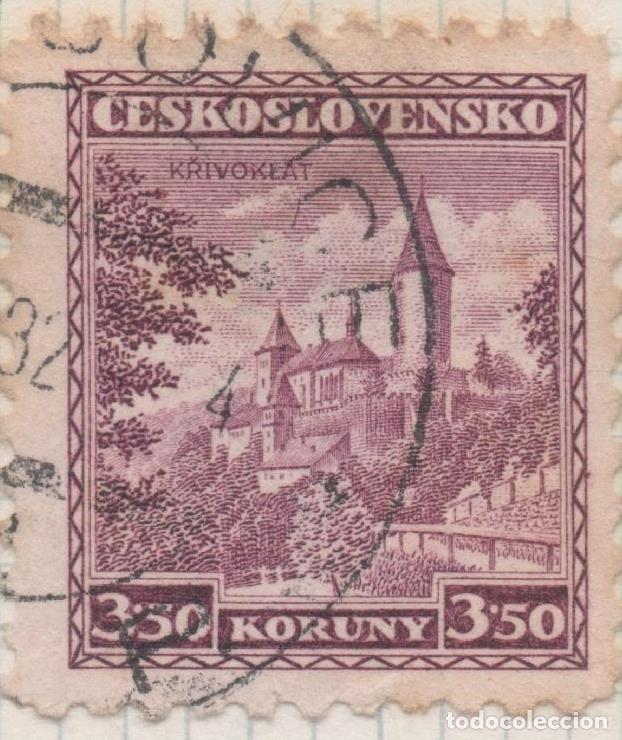 Postkarten: Sello E00150: hoja 14, Checoslovaquia. Sello Morado dentado. Mansiones, 3,50 horuny - Varios