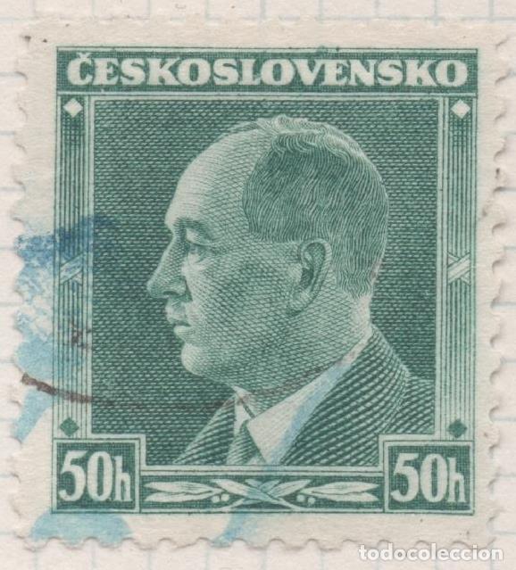 Postkarten: Sello E00198: hoja 17, Checoslovaquia: Sello Verde dentado. Pres. Benes, 50 Haleru - Varios