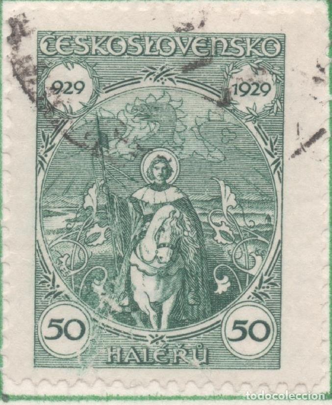 Postcards: Sello E00139: hoja 13, Checoslovaquia: Sello Verde Claro dentado. Milenario de San Venceslau, 50 Hal