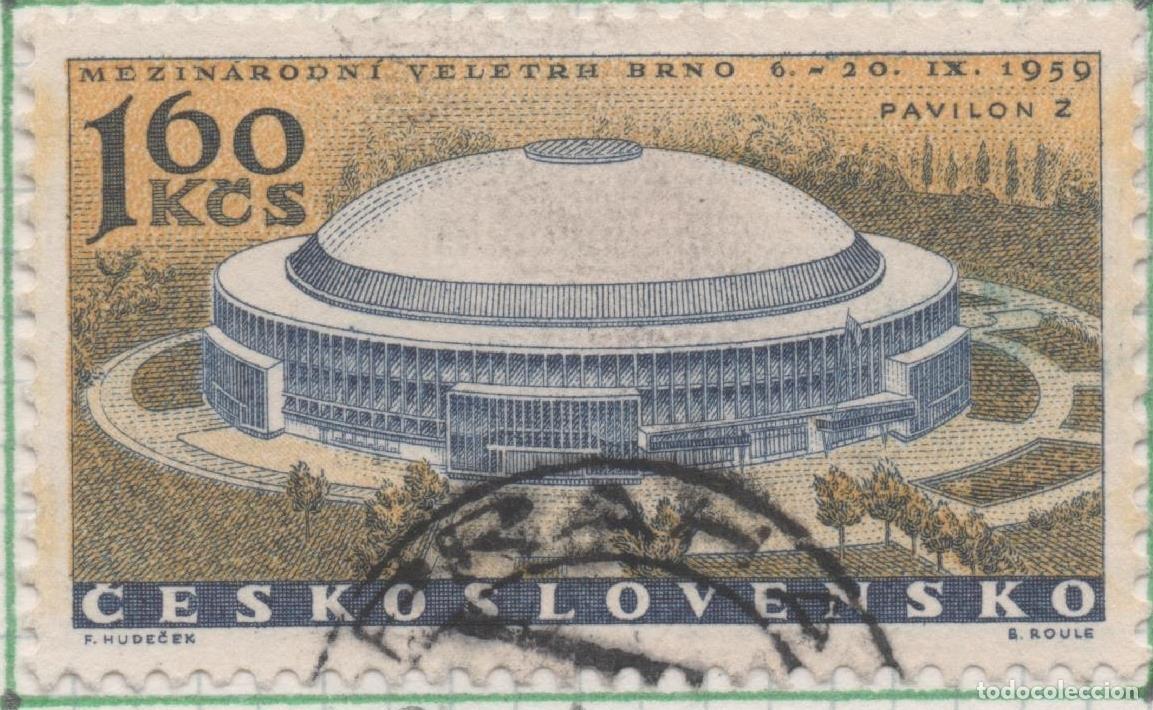 Postcards: Sello E00901: hoja 60, Checoslovaquia: Sello Amarillo y azul dentado. Feria Internacional de Brno, 1