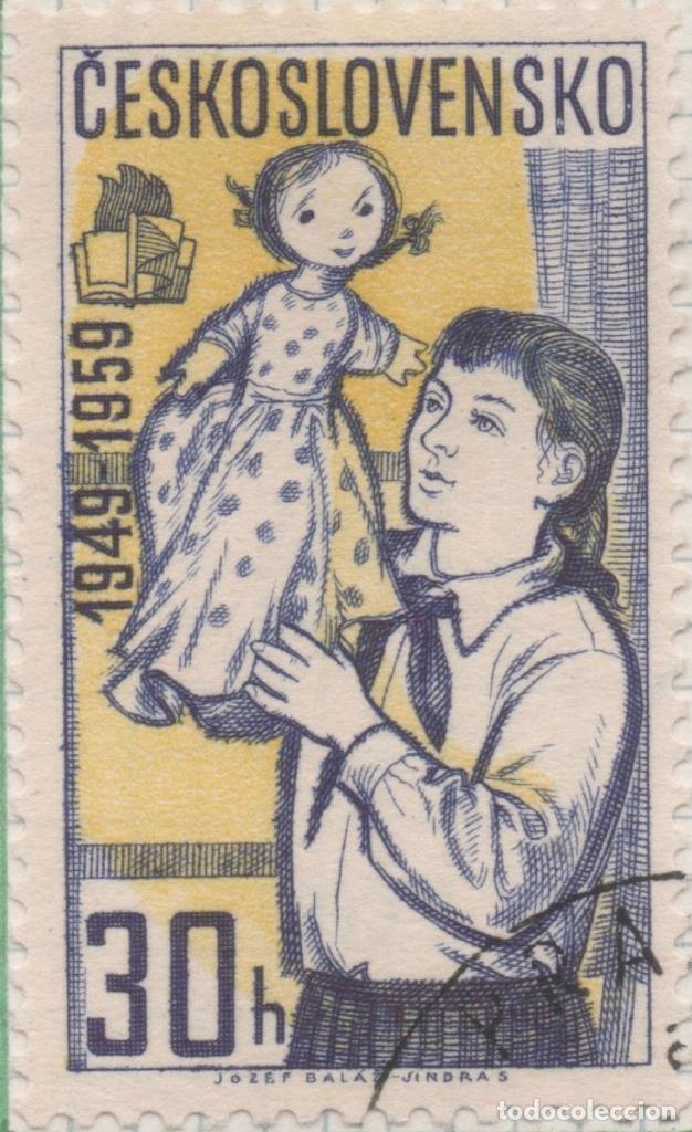 Postcards: Sello E00886: hoja 60, Checoslovaquia: Sello Amarillo y azul dentado. 10&ordm; Aniv. Organizaci&oacute;n jovenes