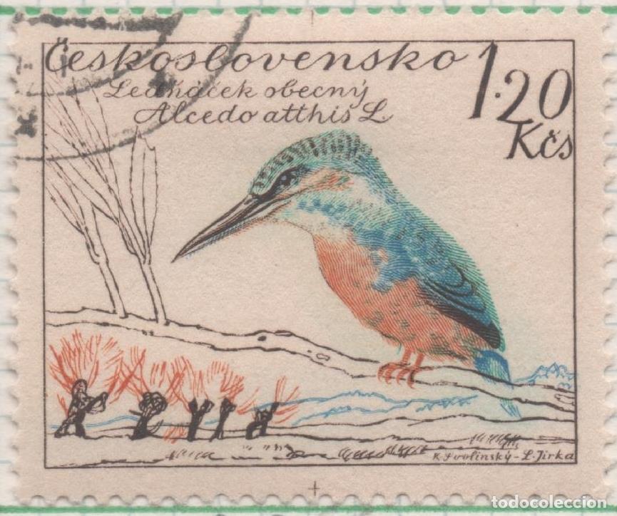 Postcards: Sello E00926: hoja 62, Checoslovaquia: Sello Multicolor dentado. Pajaros. Alcedo atthis, 1,20 Koruna