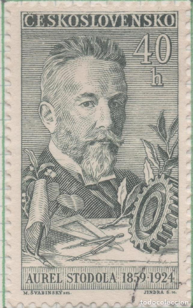 Postkarten: Sello E00895: hoja 60, Checoslovaquia: Sello Verde oscuro dentado. Aniversarios Culturales. Aurel St