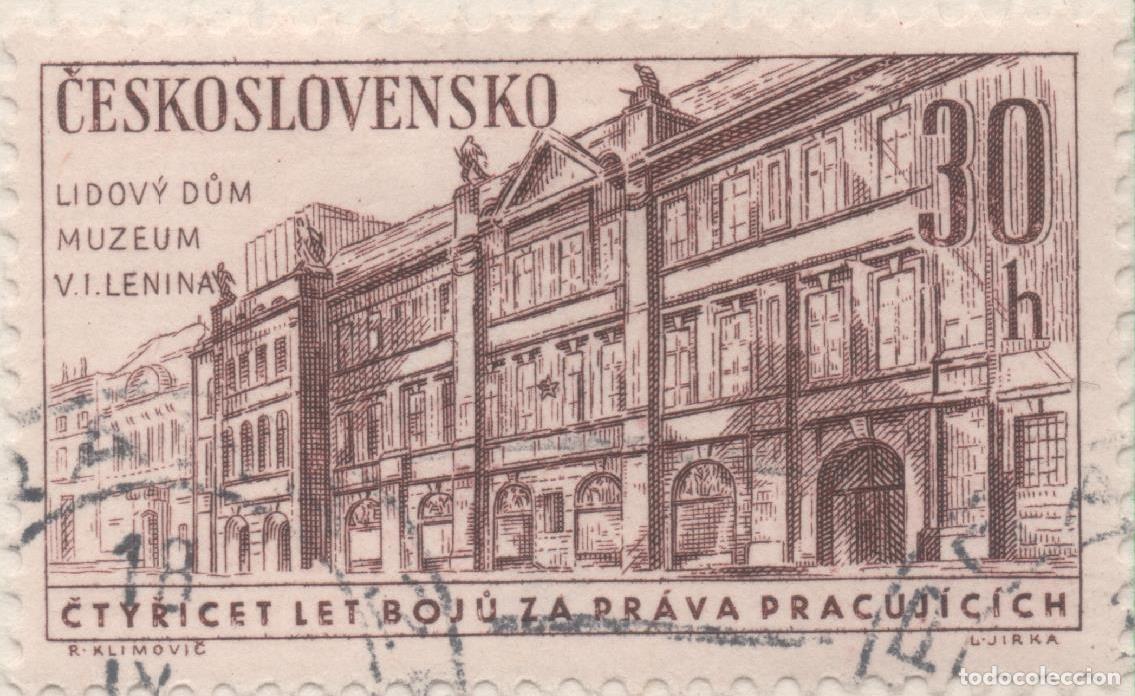 Cartes Postales: Sello E01024: hoja 68, Checoslovaquia: Sello Marron dentado. 40 Aniv. Partido Comunista. Casa del Pu