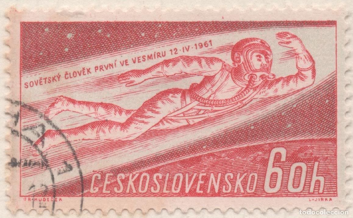 Cartes Postales: Sello E01019: hoja 68, Checoslovaquia: SelloRojo dentado. 1er Cosmonauta. Yuri A. Gagarin, 6 0 Haler