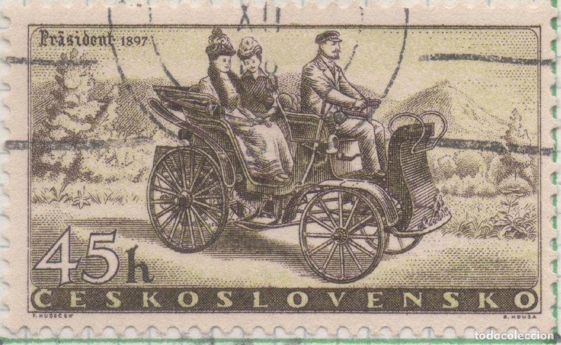 Cartes Postales: Sello E00856: hoja 58, Checoslovaquia: Sello Marron oscuro dentado. Industria del Automovil. Preside