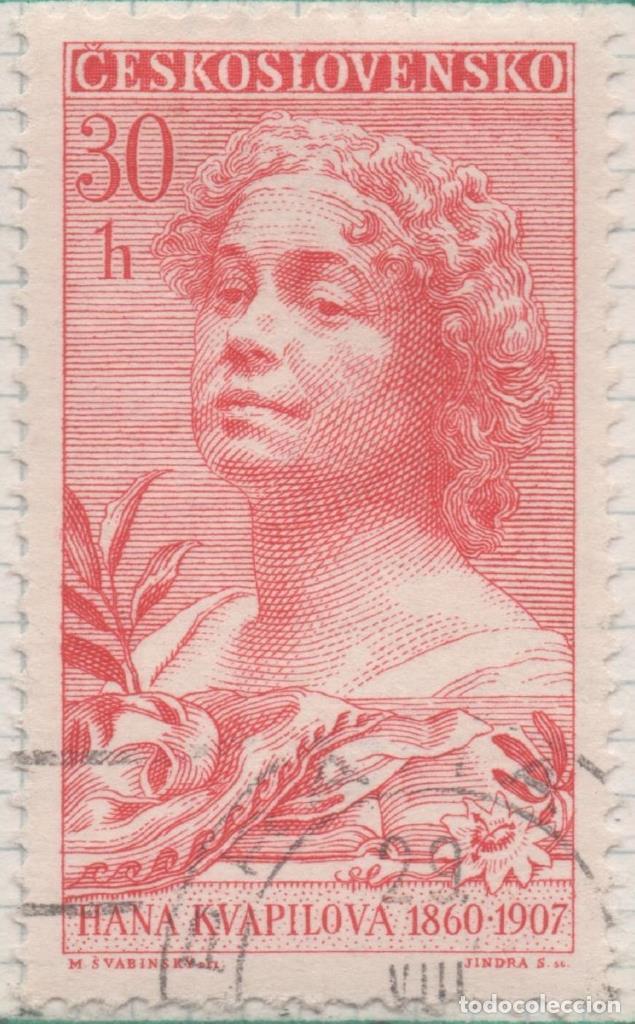 Postales: Sello E00978: hoja 66, Checoslovaquia: Sello Rojo dentado. Aniversarios culturales. Hana Kvapilova,