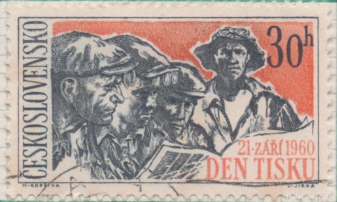 Postales: Sello E00982: hoja 66, Checoslovaquia: Sello Rojo y gris dentado. Dia de la Prensa. Trabajadores del