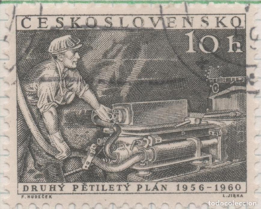 Postcards: Sello E00712: hoja 49, Checoslovaquia: Sello Negro dentado. Plan Quinquenal, 10 Haleru - Varios