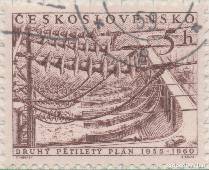 Cartoline: Sello E00711: hoja 49, Checoslovaquia: Sello Marron dentado. Plan Quinquenal, 5 Haleru - Varios