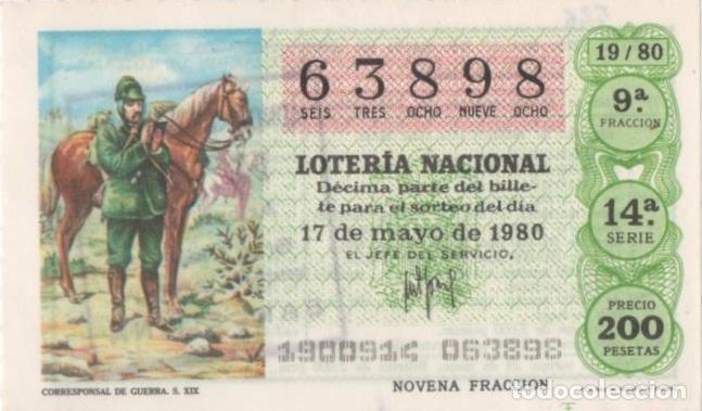 Cartoline: Loteria E00526: hoja n&ordm; 36. Loteri aNacional. N&ordm; 63898, serie 14&ordf;, fracci&oacute;n 9&ordf;, precio 200 pesetas,