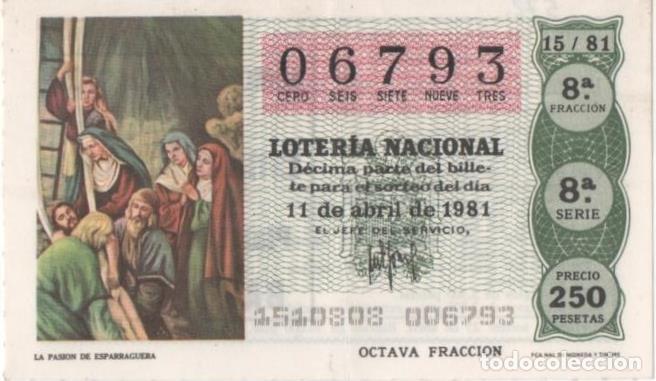 Cartes Postales: Loteria E00572: hoja n&ordm; 39. Loteria Nacional. N&ordm; 06793, serie 8&ordf;, fracci&oacute;n 8&ordf;, precio 250 pesetas, s
