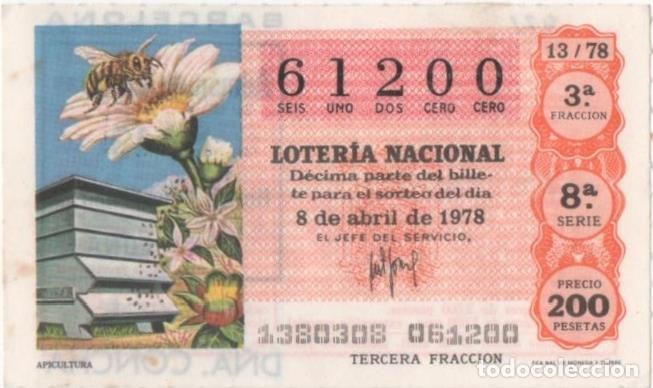 Postales: Loteria E00421: hoja n&ordm; 29. Loteria Nacional. N&ordm; 61200, serie 8&ordf;, fracci&oacute;n 3&ordf;, precio 200 pesetas, s