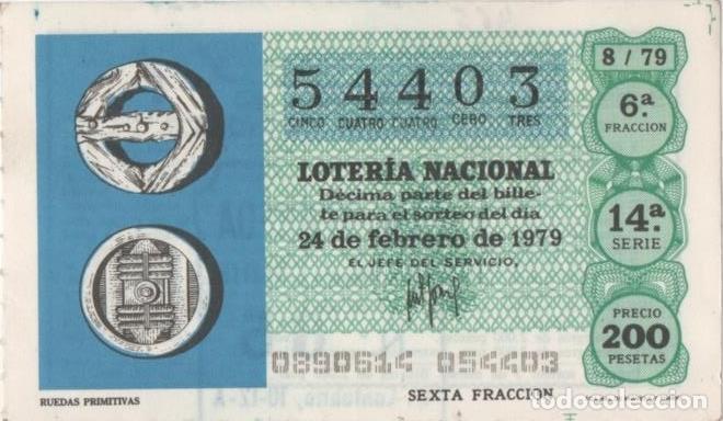 Postkarten: Loteria E00465: hoja n&ordm; 32. Loteria Nacional. N&ordm; 54403, serie 14&ordf;, fracci&oacute;n 6&ordf;, precio 200 pesetas,