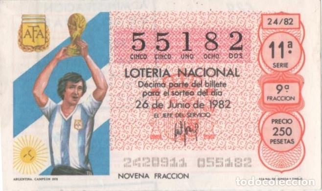 Postkarten: Loteria E00629: hoja n&ordm; 43. Loteria Nacional. N&ordm; 55182, serie 11&ordf;, fracci&oacute;n 9&ordf;, precio 250 pesetas,