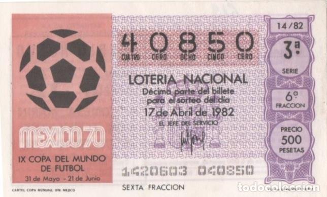 Postkarten: Loteria E00619: hoja n&ordm; 42. Loteria Nacional. N&ordm; 40850, serie 3&ordf;, fracci&oacute;n 6&ordf;, precio 500 pesetas, s
