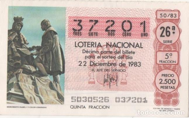 Postkarten: Loteria E00703: hoja n&ordm; 47. Loteria Nacional. N&ordm; 37201, serie 26&ordf;, fracci&oacute;n 5&ordf;, precio 2500 pesetas,