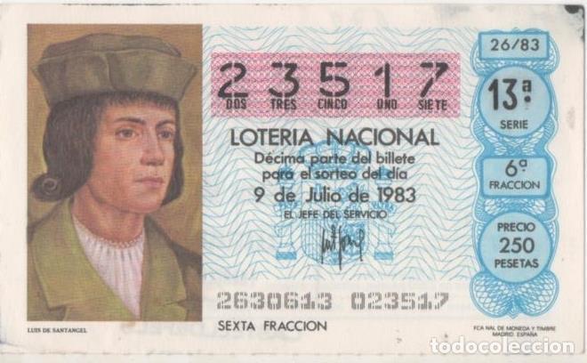 Postkarten: Loteria E00679: hoja n&ordm; 46. Loteria Nacional. N&ordm; 23517, serie 13&ordf;, fracci&oacute;n 6&ordf;, precio 250 pesetas,