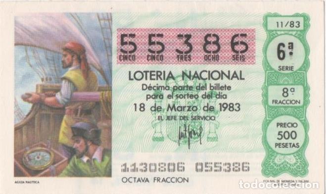 Cartoline: Loteria E00664: hoja n&ordm; 45. Loteria Nacional. N&ordm; 55386, serie 6&ordf;, fracci&oacute;n 8&ordf;, precio 500 pesetas, s