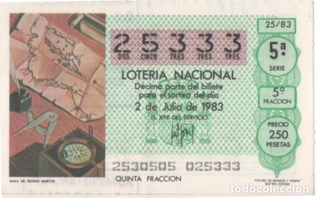 Postcards: Loteria E00678: hoja n&ordm; 46. Loteria Nacional. N&ordm; 25333, serie 5&ordf;, fracci&oacute;n 5&ordf;, precio 250 pesetas, s