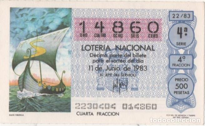Postcards: Loteria E00675: hoja n&ordm; 46. Loteria Nacional. N&ordm; 14860, serie 4&ordf;, fracci&oacute;n 4&ordf;, precio 500 pesetas, s