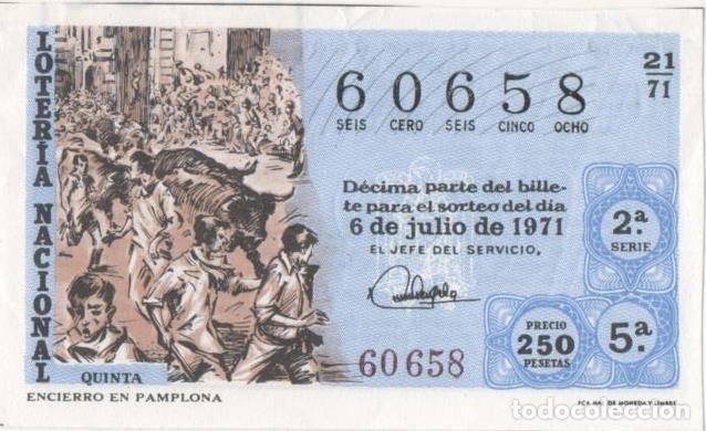 Postcards: Loteria E00115: hoja n&ordm; 10. Loteria Nacional. N&ordm; 60658, serie 2&ordf;, fracci&oacute;n 5&ordf;, precio 250 pesetas, s