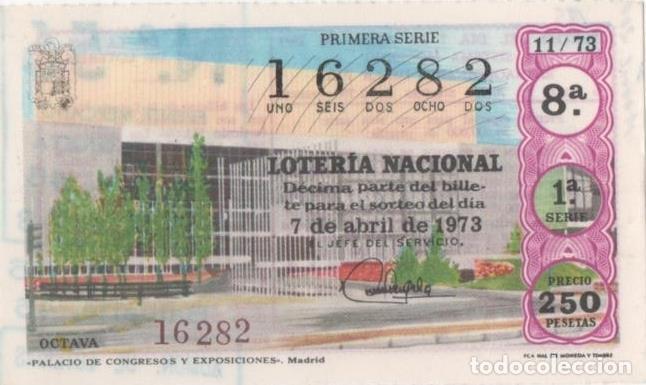 Postcards: Loteria E00185: hoja n&ordm; 15. Loteria Nacional. N&ordm; 16282, serie 1&ordf;, fracci&oacute;n 8&ordf;, precio 250 pesetas, s