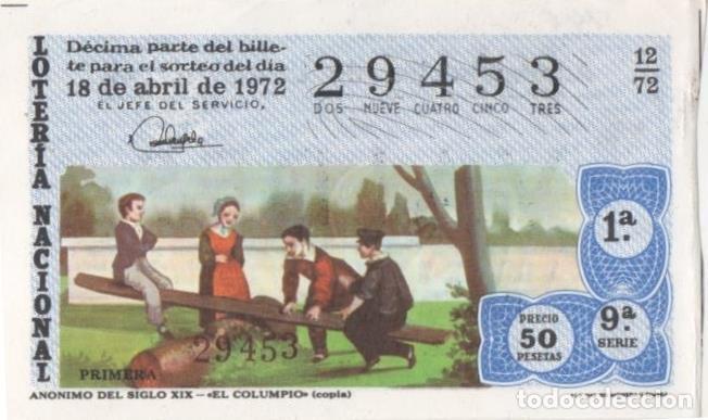 Postcards: Loteria E00146: hoja n&ordm; 12. Loteria Nacional. N&ordm; 29453, serie 9&ordf;, fracci&oacute;n 1&ordf;, precio 50 pesetas, so