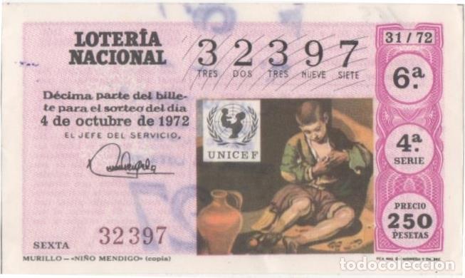 Postcards: Loteria E00165: hoja n&ordm; 13. Loteria Nacional. N&ordm; 32397, serie 4&ordf;, fracci&oacute;n 6&ordf;, precio 250 pesetas, s