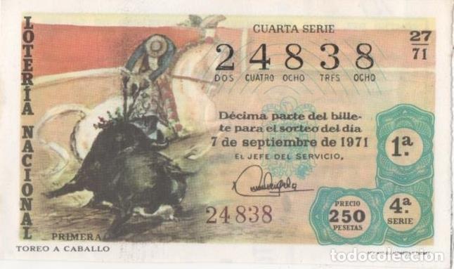 Postcards: Loteria E00121: hoja n&ordm; 11. Loteria Nacional. N&ordm; 24838, serie 4&ordf;, fracci&oacute;n 1&ordf;, precio 250 pesetas, s