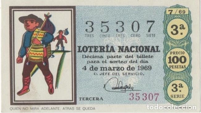 Postcards: Loteria E00034: Hoja n&ordm; 5. Loteria Nacional. N&ordm; 35307, serie 3&ordf;, fracci&oacute;n 3&ordf;, precio 100 pesetas, so