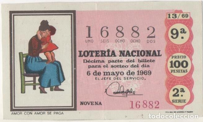 Postcards: Loteria E00039: Hoja n&ordm; 5. Loteria Nacional. N&ordm; 16882, serie 2&ordf;, fracci&oacute;n 9&ordf;, precio 100 pesetas, so