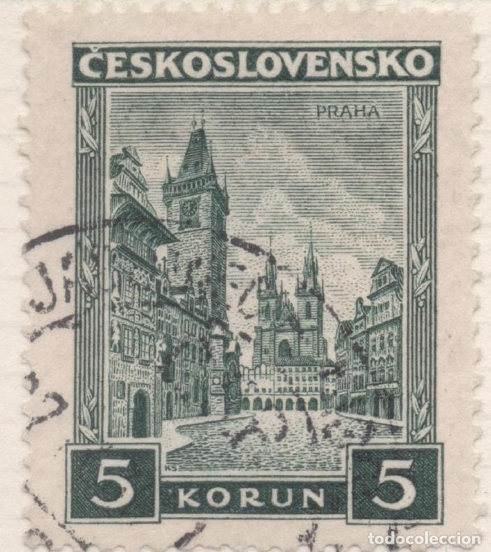 Postkarten: Sello E00145: hoja 13, Checoslovaquia: Sello Verde oscuro dentado. Paisajes y Monumentos, 5 Korun -