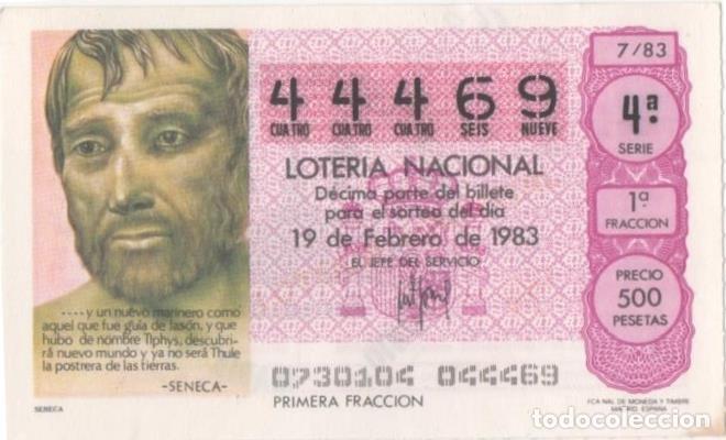 Postcards: Loteria E00660: hoja n&ordm; 45. Loteria Nacional. N&ordf; 44469, serie 4&ordf;, fracci&oacute;n 1&ordf;, precio 500 pesetas, s