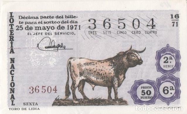 Postcards: Loteria E00110: hoja n&ordm; 10. Loteria Nacional. N&ordm; 36504, serie 2&ordf;, fracci&oacute;n 6&ordf;, precio 50 pesetas, so