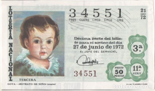 Postcards: Loteria E00155: hoja n&ordm; 13. Loteria Nacional. N&ordm; 34551, serie 11&ordf;, fracci&oacute;n 3&ordf;, precio 50 pesetas, s