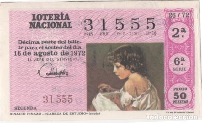 Postcards: Loteria E00160: hoja n&ordm; 13. Loteria Nacional. N&ordm; 31555, serie 6&ordf;, fracci&oacute;n 2&ordf;, precio 50 pesetas, so