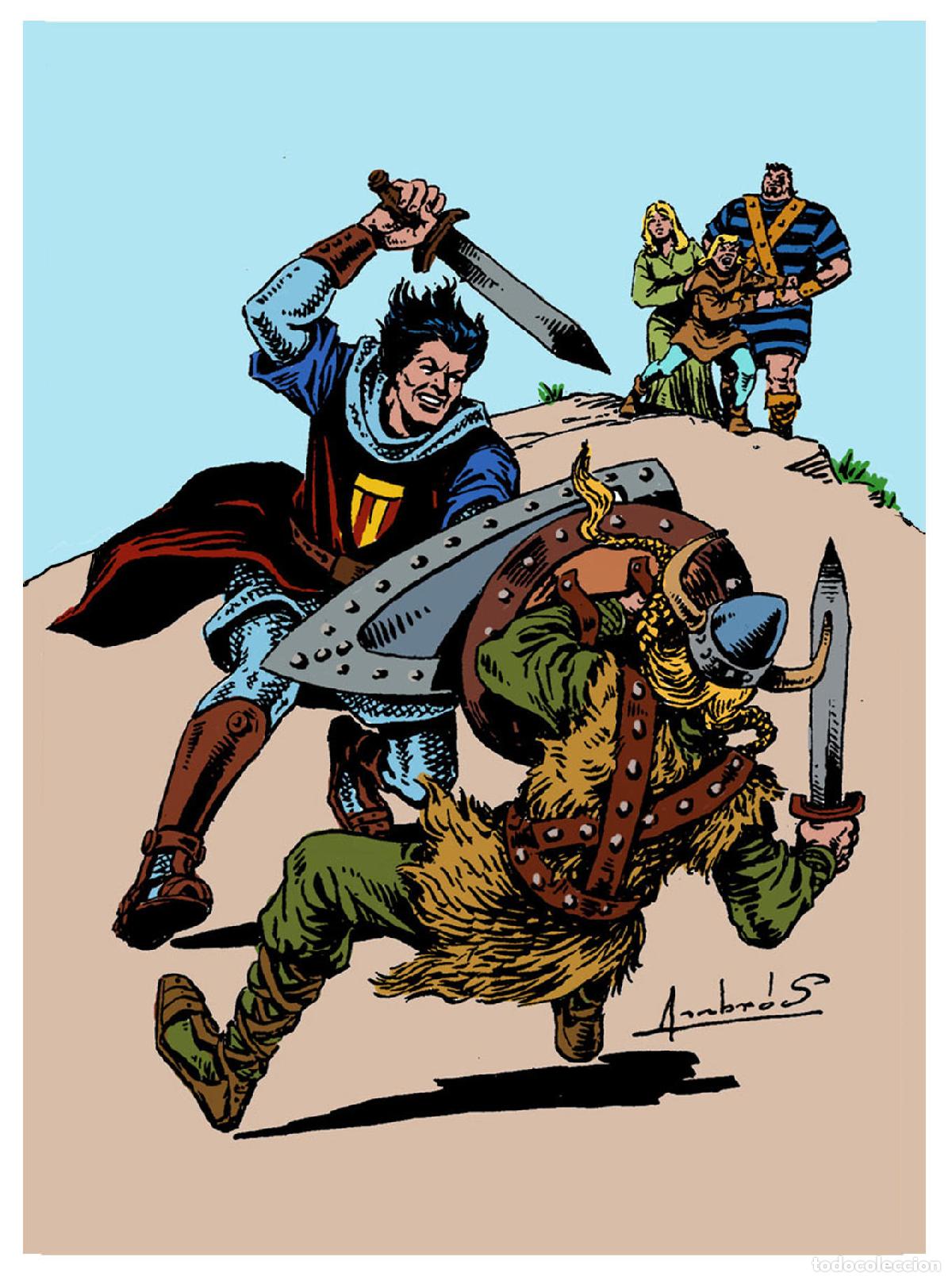 Postales: Postal / Postcard: El Boletin serie 6 numero 09 de 12: El Capitan Trueno, dibujos de Ambros - Silves