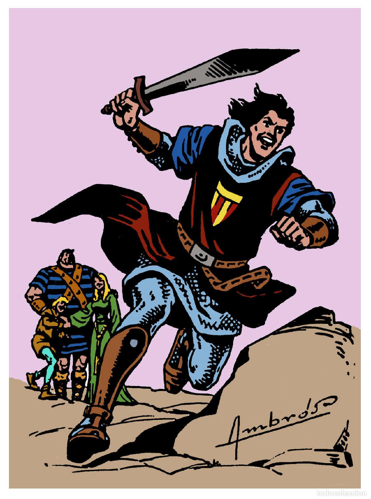 Postales: Postal / Postcard: El Boletin serie 6 numero 05 de 12: El Capitan Trueno, dibujos de Ambros - Silves