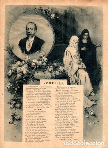Postcards: LAMINA V52090: Zorrilla por J. Jurado de la Parra y dibujo por S. Regidor
