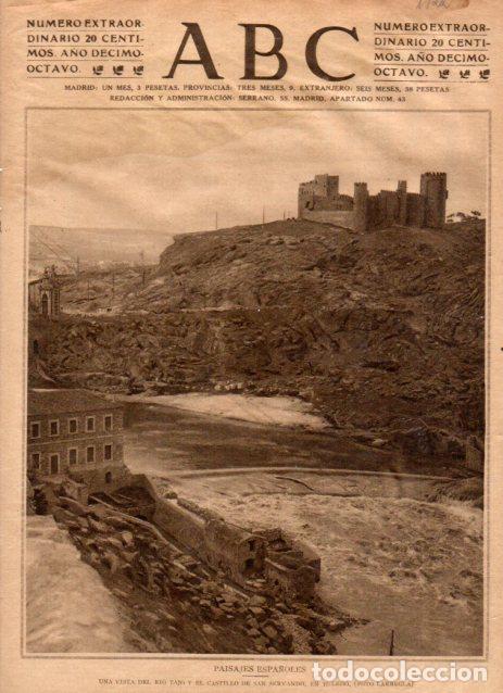 Postais: LAMINA V52260: El Tajo y Castillo de San Servando en Toledo, portada ABC