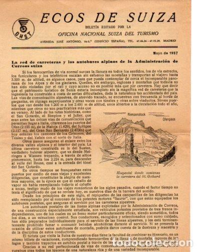Postales: V48285: Folleto Ecos de Suiza mayo 1957. Oficina Suiza de Turismo - NULL