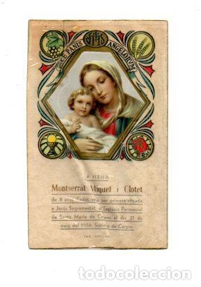 Postais: V48566: Estampa religiosa Primera Comunion Montserrat Miquel i Clotet 1956 - NULL