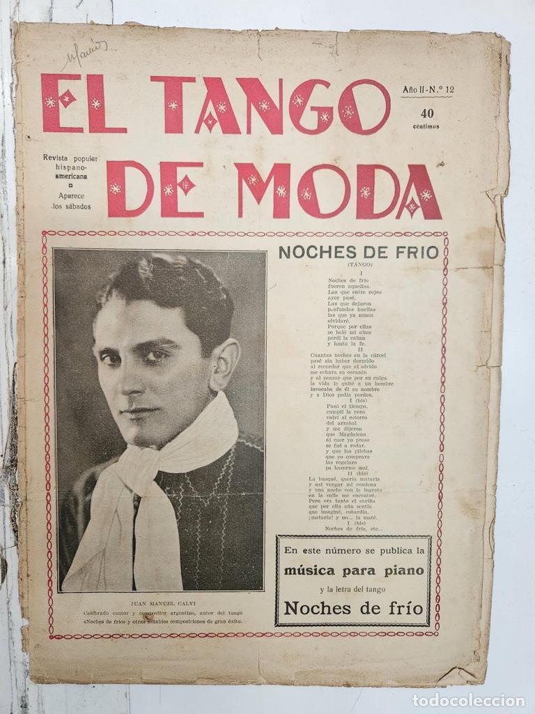 Postkarten: Revista (numerada 16): El Tango de Moda a&ntilde;o II - num 12 (1929). Partitura de Noches de frio por Manu