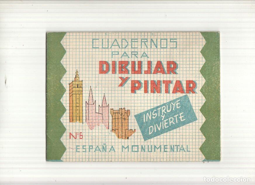 Postais: Cuadernos para dibujar:Espa&ntilde;a monumental: Torre del Oro-Patio Arrayanes-La Giralda-Catedral Gerona -